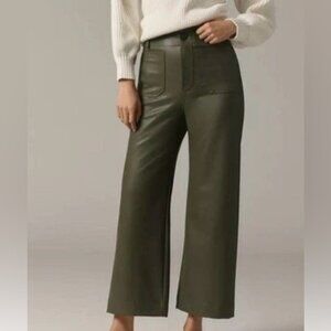 NWT Size 29- The Colette Faux-Leather Crop Wide-Leg Pants Green  (NWT US$ 148)